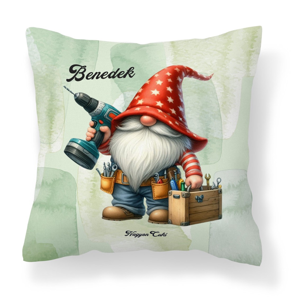 Névvel kérhető - Cuki Ezermester manó mintás párna - otthon & életmód - lakástextil - párna & párnahuzat - díszpárna (belsővel együtt) - Meska.hu