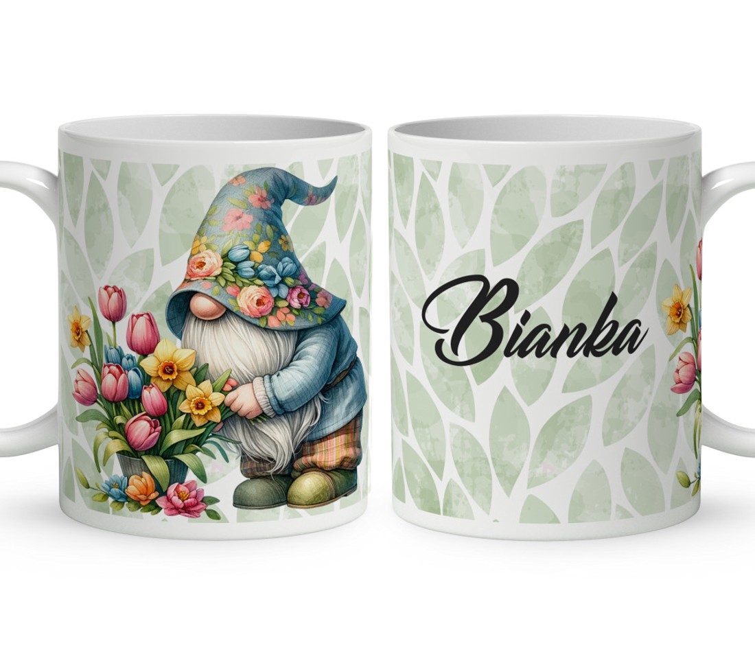 Névvel kérhető - Cuki manó és a tavaszi virágok mintás bögre - otthon & életmód - konyhafelszerelés, tálalás - tálalás - bögre & csésze - Meska.hu