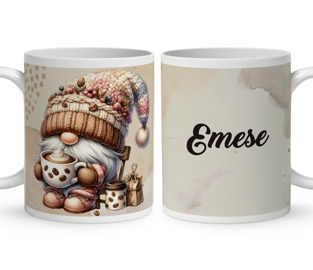 Névvel kérhető - Cappucino kávés manó mintás bögre - otthon & életmód - konyhafelszerelés, tálalás - tálalás - bögre & csésze - Meska.hu