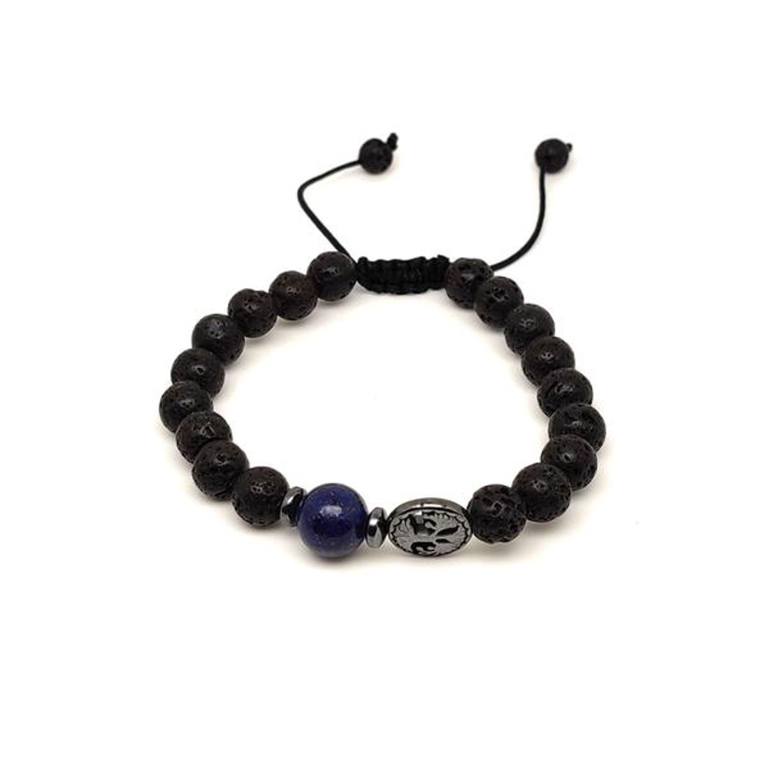 Bazalt életfa karkötő Lapis lazuli gyönggyel 8 mm - ékszer - karkötő - ásványkarkötő - Meska.hu