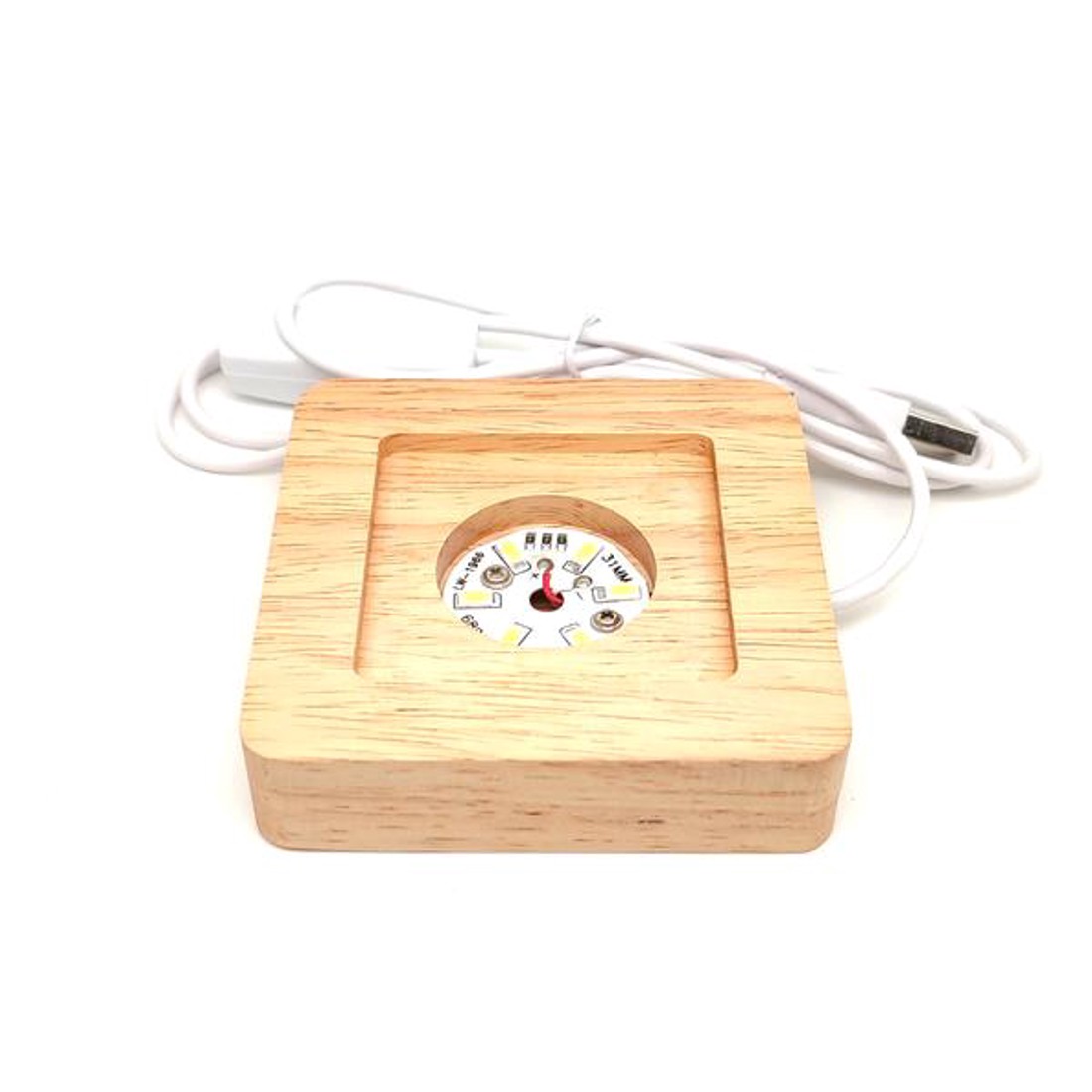 Lámpa fa talpas négyzet USB fehér 8x8/6cm - kellékek & szerszámok - ásvány alapanyag - ásvány lámpa - Meska.hu