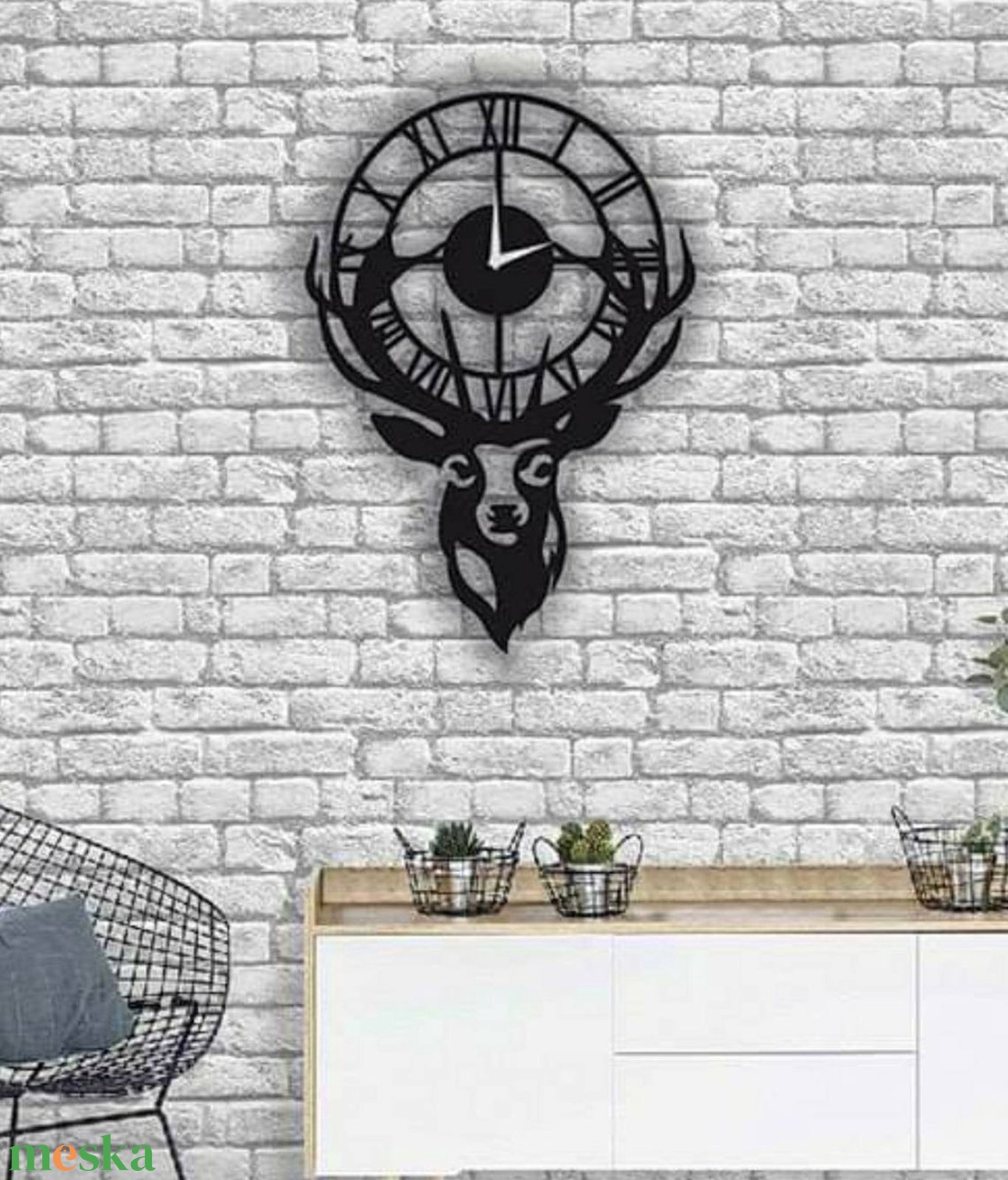 Nagy szarvasos falióra - otthon & életmód - dekoráció - fali és függő dekoráció - falióra & óra - Meska.hu