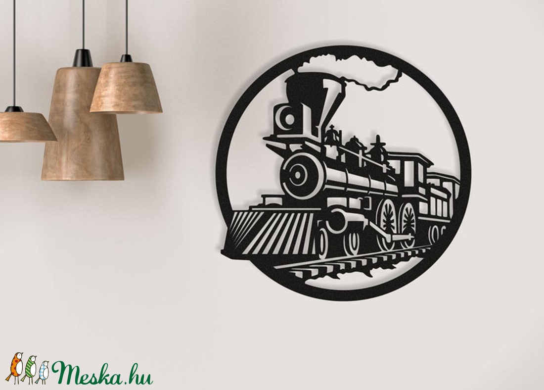 Retró vonat fából készült fali kép - otthon & lakás - fából készült kép - fából készült kép - Meska.hu