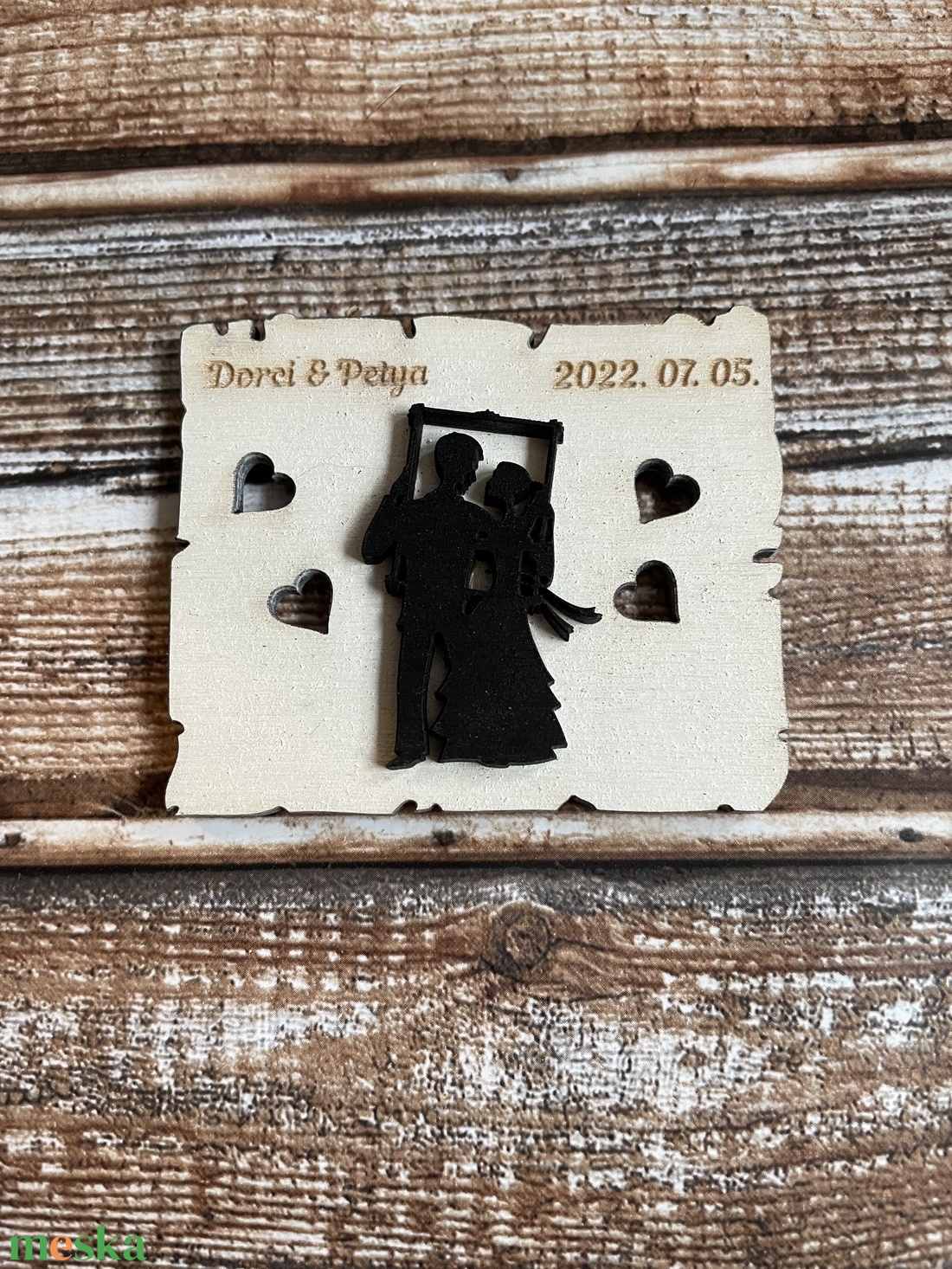 Esküvői köszönő ajándék, hűtőmágnes, névre szóló, gravírozott, több rétegű - esküvő - emlék & ajándék - köszönőajándék - Meska.hu