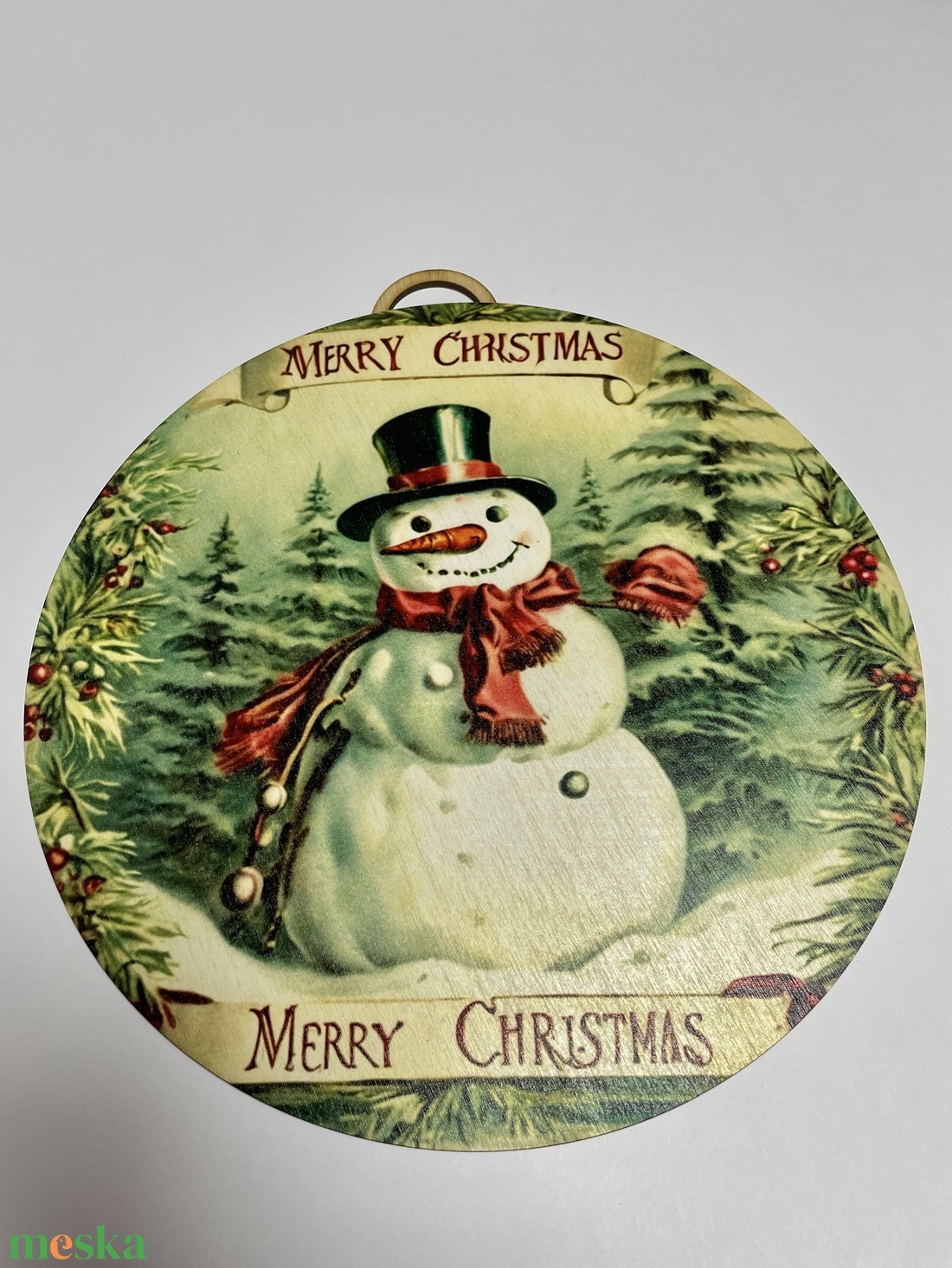 Karácsonyi kopogtató, 29 cm átmérőjű ajtódísz fából, vintage hóember retró mintával - karácsony - karácsonyi lakásdekoráció - karácsonyi ajtódíszek - Meska.hu Karácsonyi kopogtató, 29 cm átmérőjű ajtódísz fából, vintage hóember retró mintával - karácsony - karácsonyi lakásdekoráció - karácsonyi ajtódíszek - Meska.hu