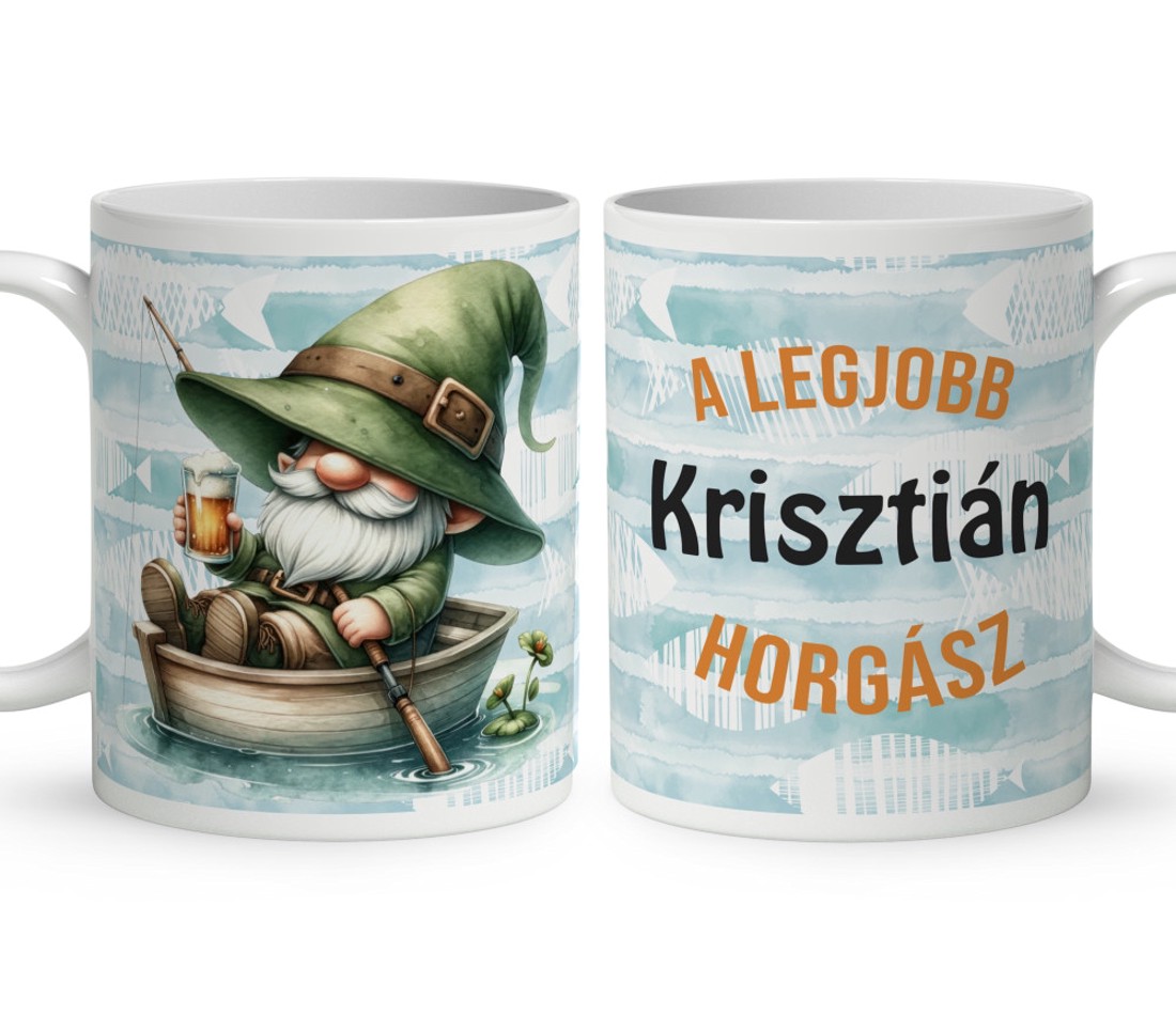 Névvel kérhető - Horgász manó és egy korsó sör mintás bögre - otthon & életmód - konyhafelszerelés, tálalás - tálalás - bögre & csésze - Meska.hu