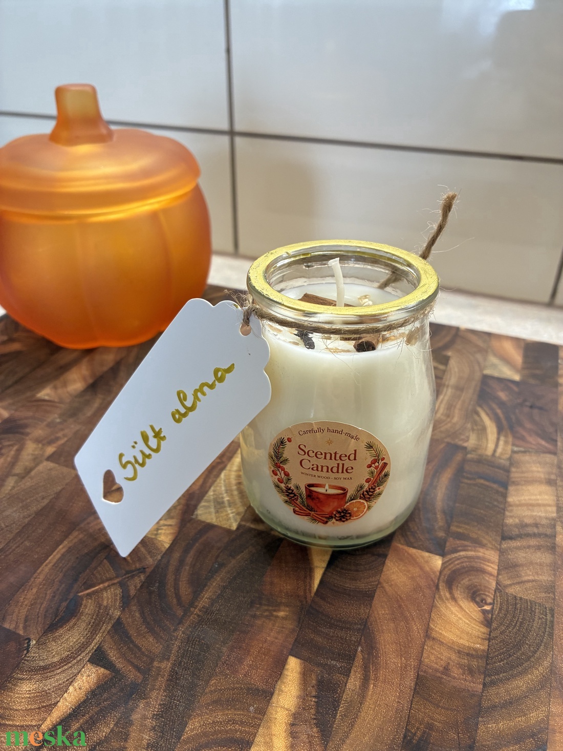 Sült alma illatú szójaviasz gyertya (130 ml) - otthon & életmód - gyertya, illat, aroma - gyertya - Meska.hu