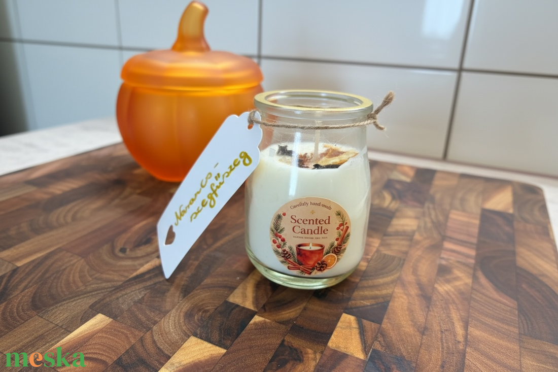  Narancs-szegfűszeg illatú szójaviasz gyertya (130 ml) - otthon & életmód - gyertya, illat, aroma - gyertya - Meska.hu