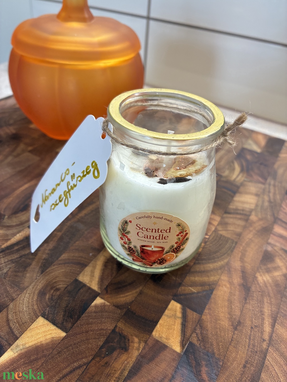  Narancs-szegfűszeg illatú szójaviasz gyertya (130 ml) - otthon & életmód - gyertya, illat, aroma - gyertya - Meska.hu