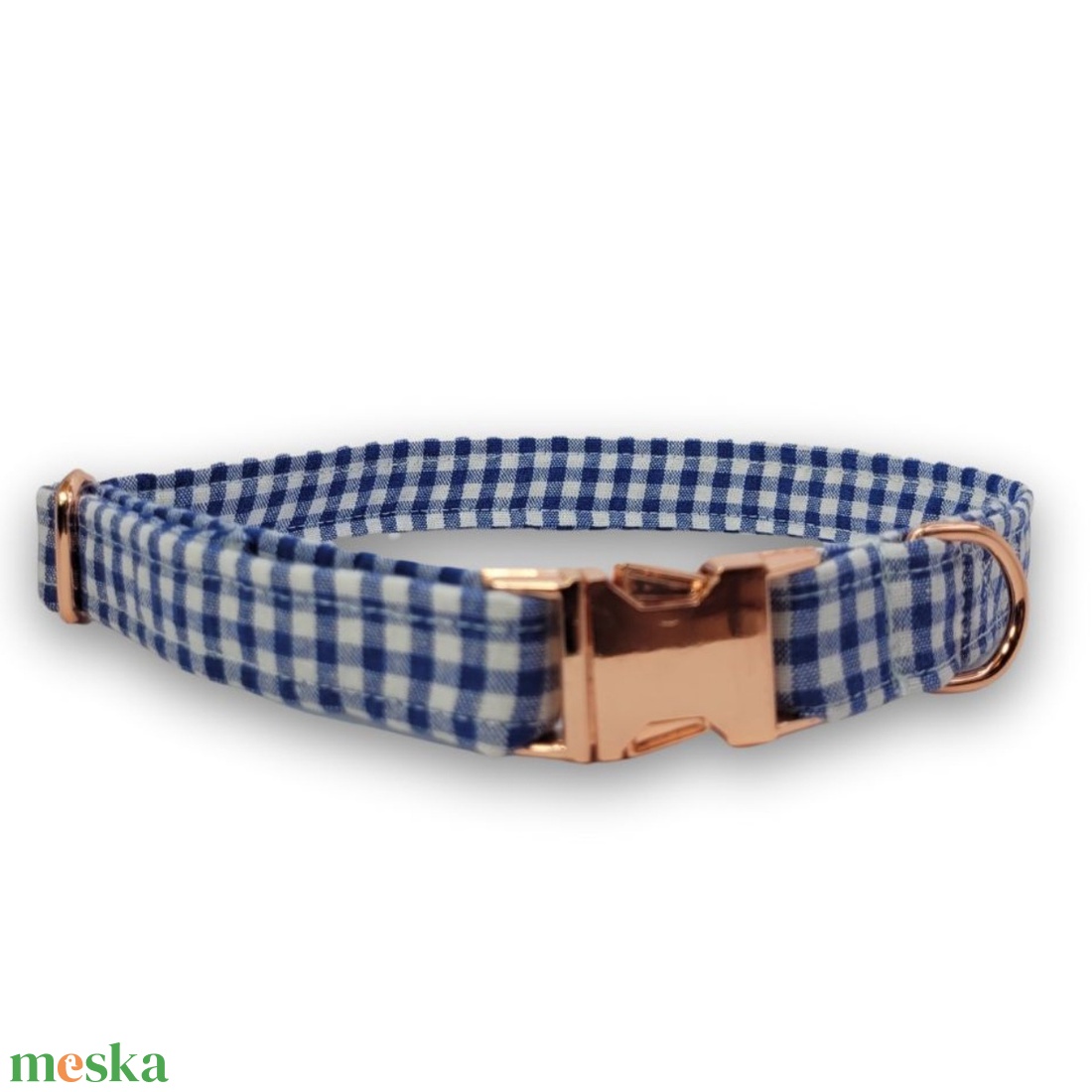 nyakörv szett: Kék-fehér kockás, elegáns pamutvászon  - otthon & életmód - kisállatoknak - kutyáknak - kutya nyakörv, póráz szett - Meska.hu