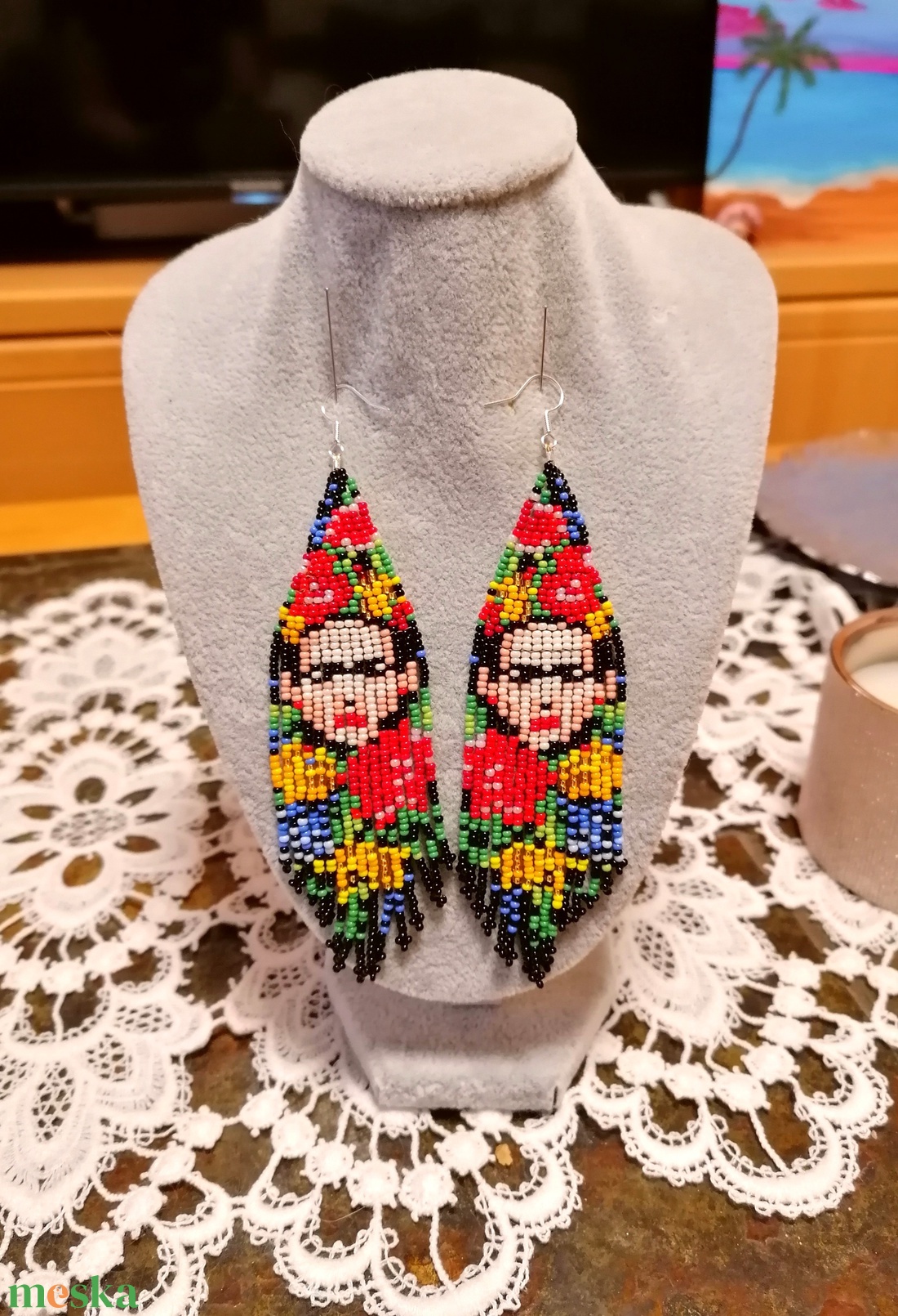 Frida Khalo ihlette fülbevaló.  - ékszer - ékszerszett - Meska.hu
