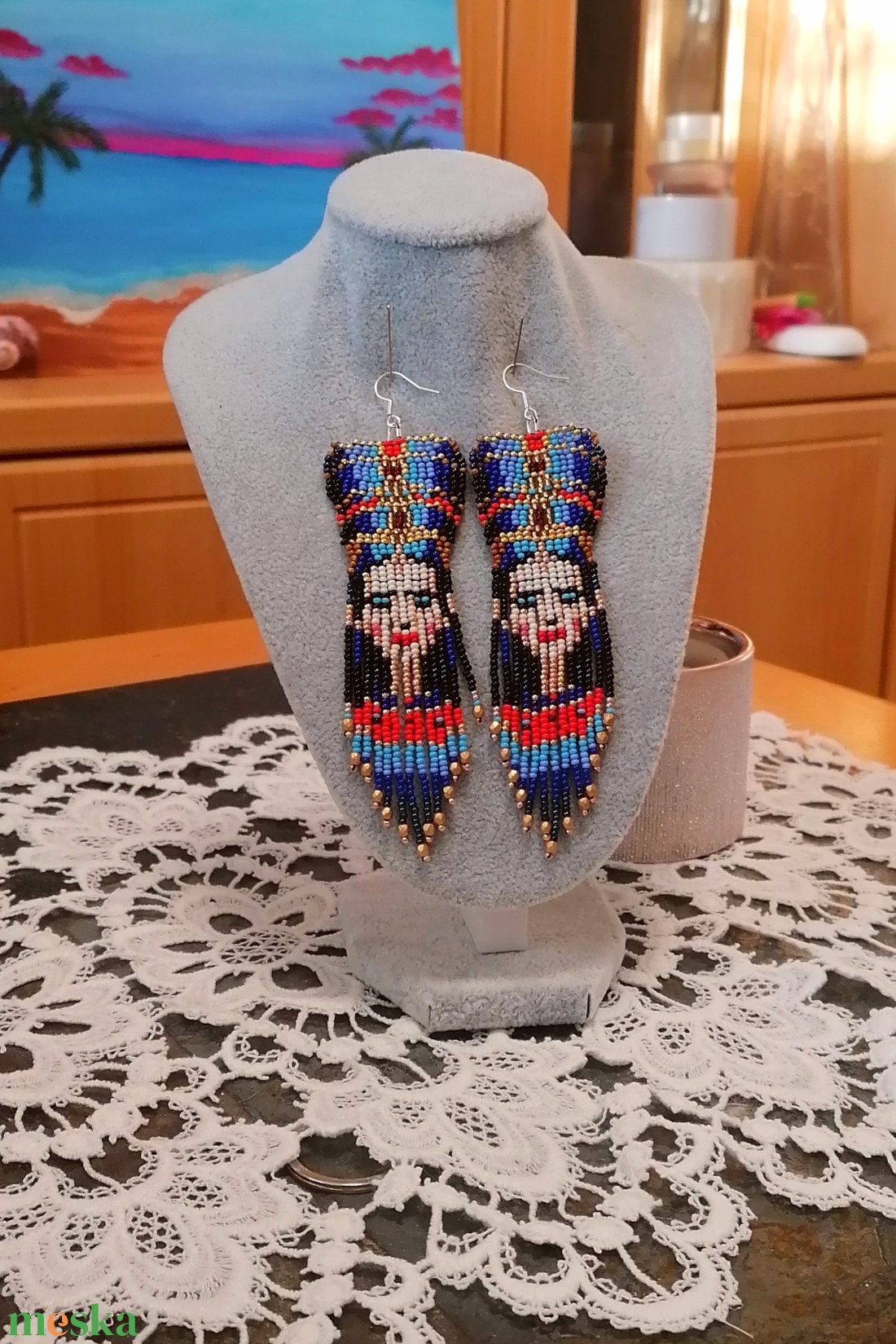 Gyöngy fülbevaló Nofertiti ihlette. - ékszer - fülbevaló - lógó fülbevaló - Meska.hu