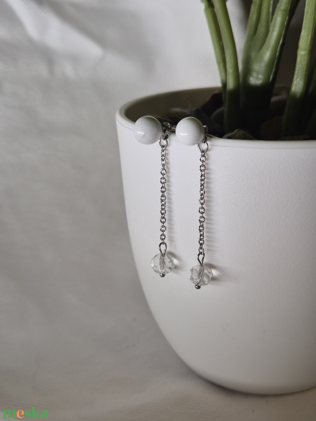 Kézzel készült nemesacél bedugós fülbevaló - ékszer - fülbevaló - lógó fülbevaló - Meska.hu