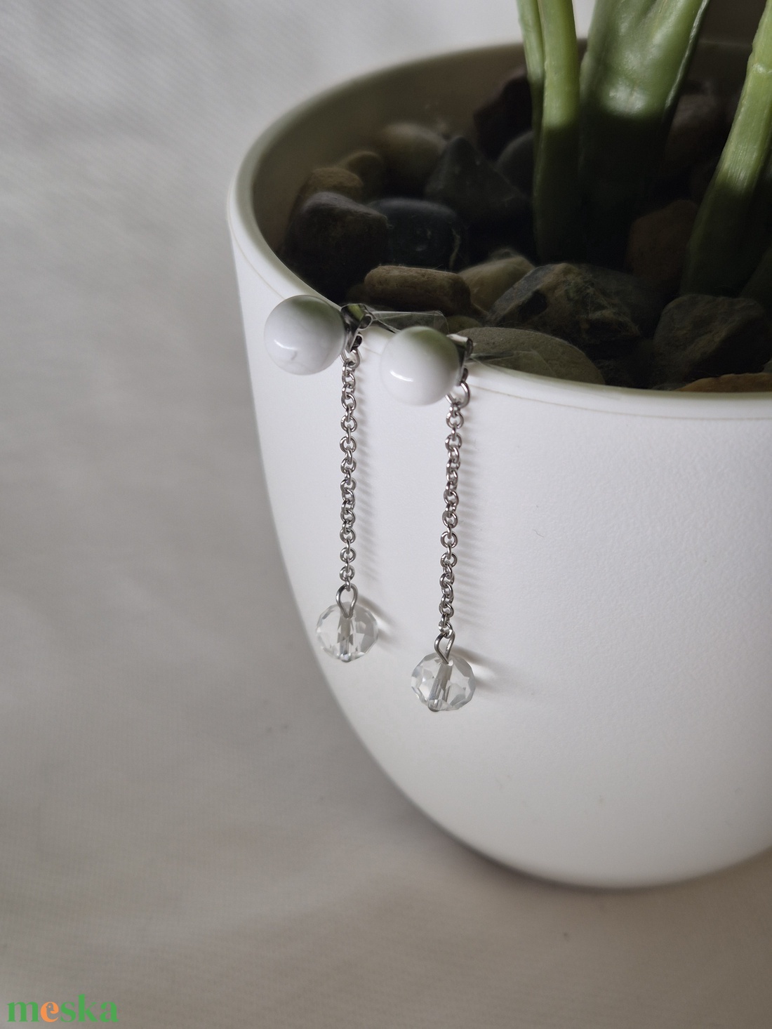 Kézzel készült nemesacél bedugós fülbevaló - ékszer - fülbevaló - lógó fülbevaló - Meska.hu