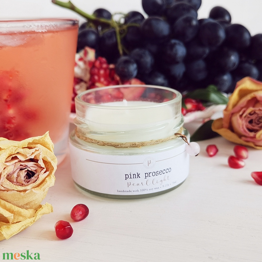 Pink Prosecco 75 ml - otthon & életmód - gyertya, illat, aroma - gyertya - Meska.hu