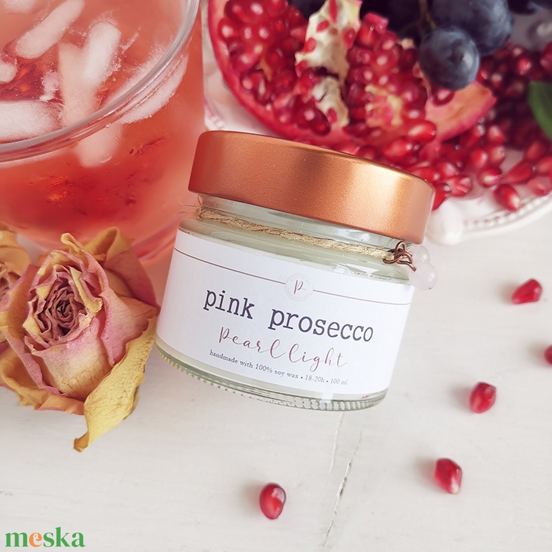 Pink Prosecco 100 ml - otthon & életmód - gyertya, illat, aroma - gyertya - Meska.hu