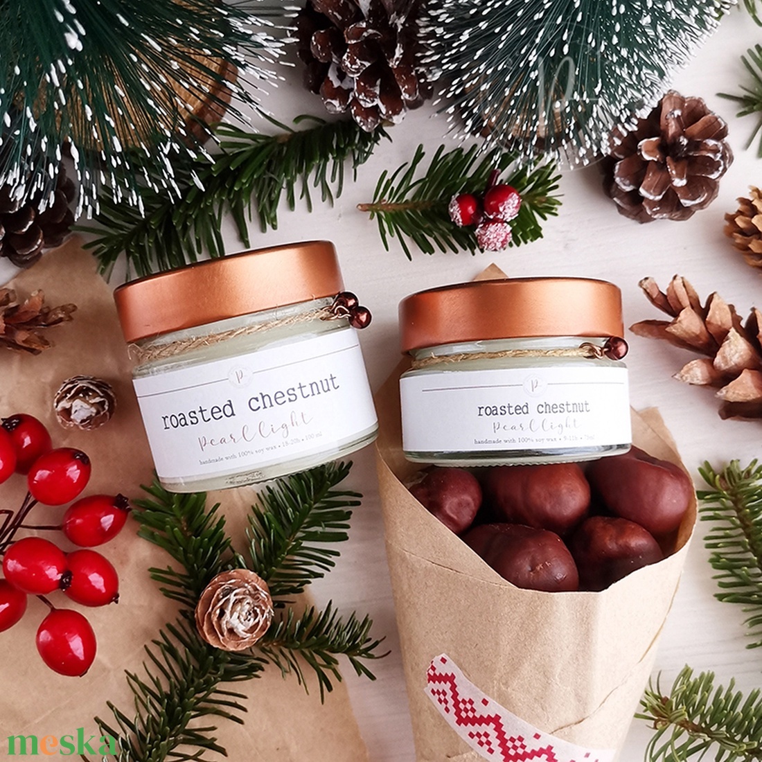 Roasted Chestnut 100 ml - karácsony - karácsonyi lakásdekoráció - karácsonyi illatgyertya, mécses - Meska.hu