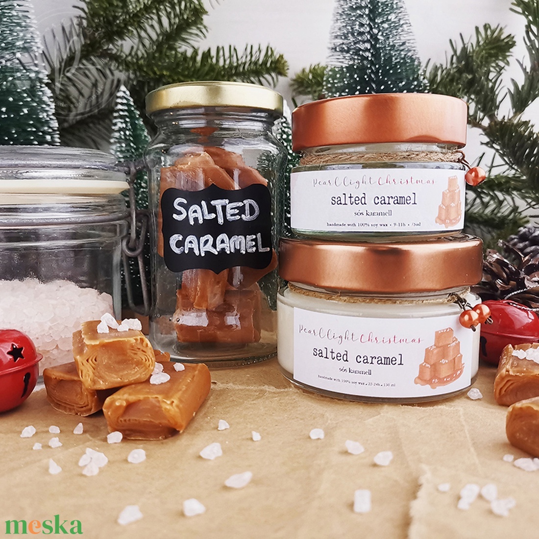 Salted Caramel 130 ml - karácsony - karácsonyi lakásdekoráció - karácsonyi illatgyertya, mécses - Meska.hu