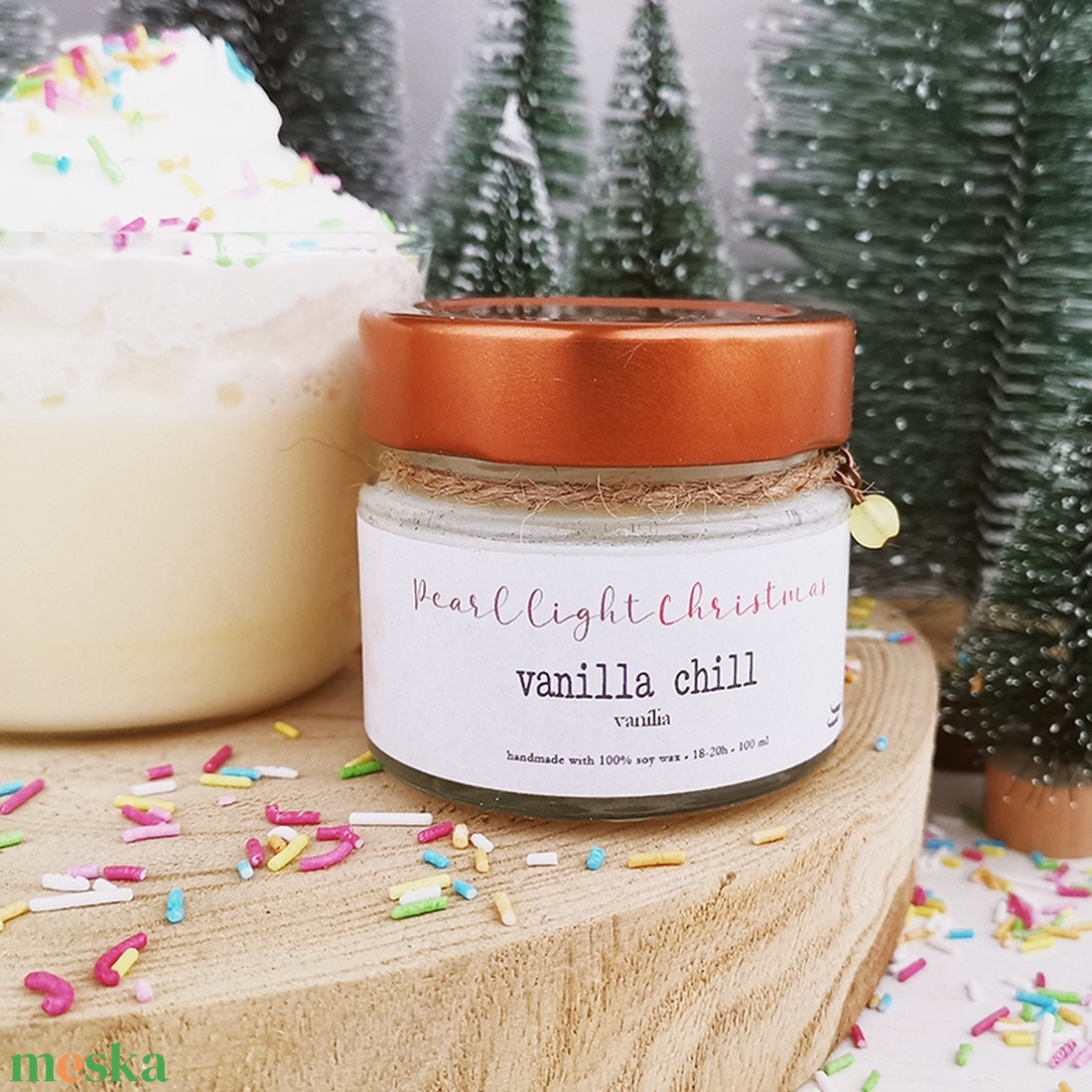 Vanilla Chill 100 ml - karácsony - karácsonyi lakásdekoráció - karácsonyi illatgyertya, mécses - Meska.hu