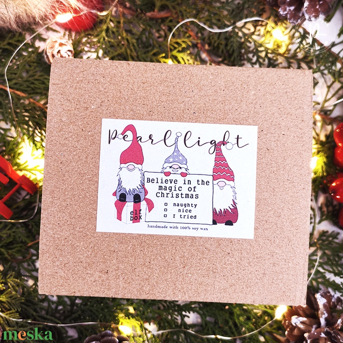 Elf Box I. - ajándékcsomag - karácsony - karácsonyi lakásdekoráció - karácsonyi illatgyertya, mécses - Meska.hu
