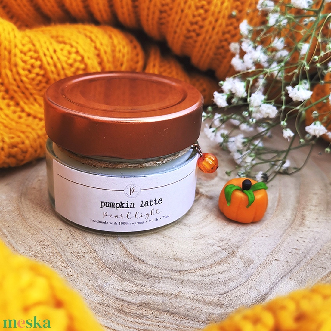 Pumpkin Latte szójagyertya 75 ml - otthon & életmód - gyertya, illat, aroma - gyertya - Meska.hu