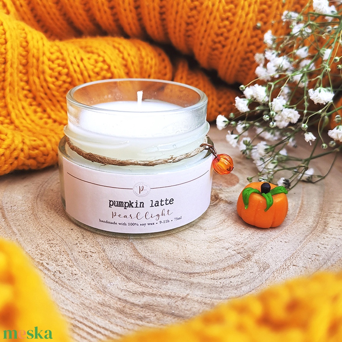 Pumpkin Latte szójagyertya 75 ml - otthon & életmód - gyertya, illat, aroma - gyertya - Meska.hu
