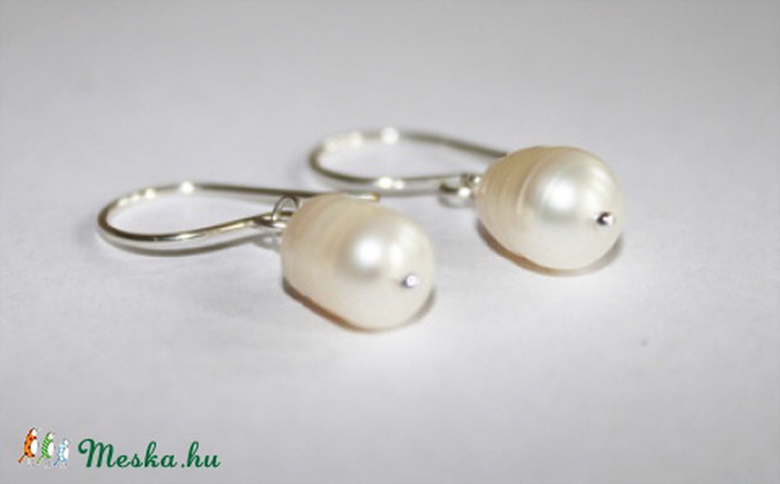 Fehér édesvizi gyöngy fülbevaló -  - Meska.hu