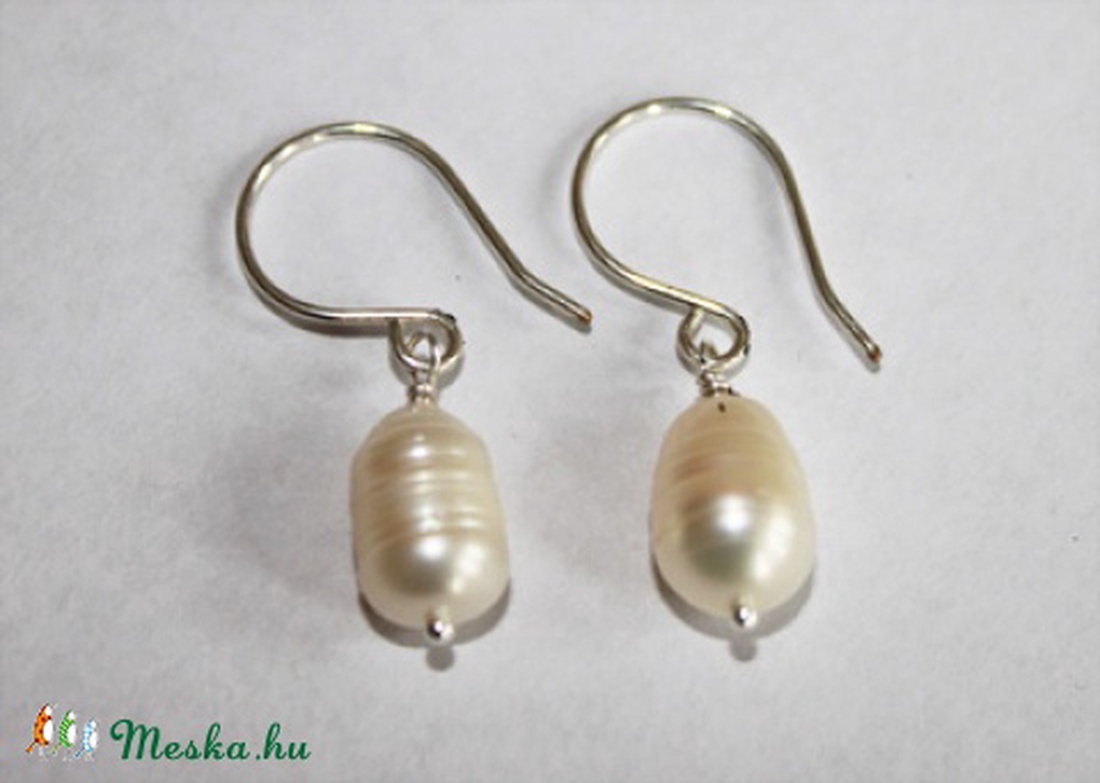 Fehér édesvizi gyöngy fülbevaló -  - Meska.hu