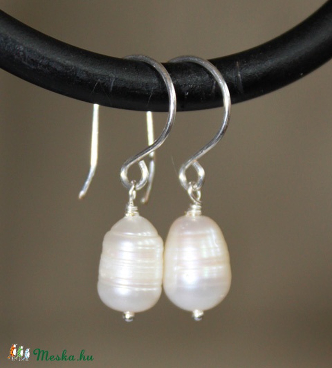 Fehér édesvizi gyöngy fülbevaló -  - Meska.hu