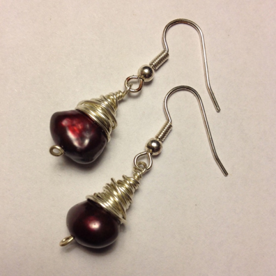 Bordó édesvizi gyöngy fülbevaló -  - Meska.hu