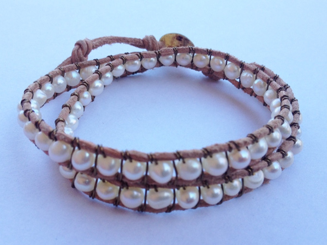 Fehér édesvizi gyöngy karkötő -  - Meska.hu