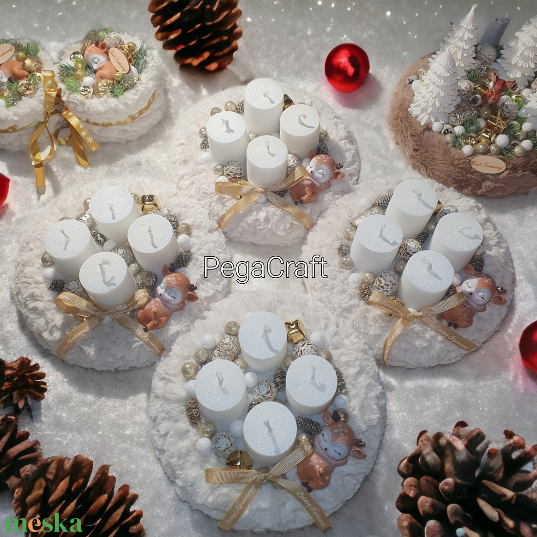 Szarvasos cuki adventi koszorú - karácsony - adventi díszek - adventi koszorú - Meska.hu