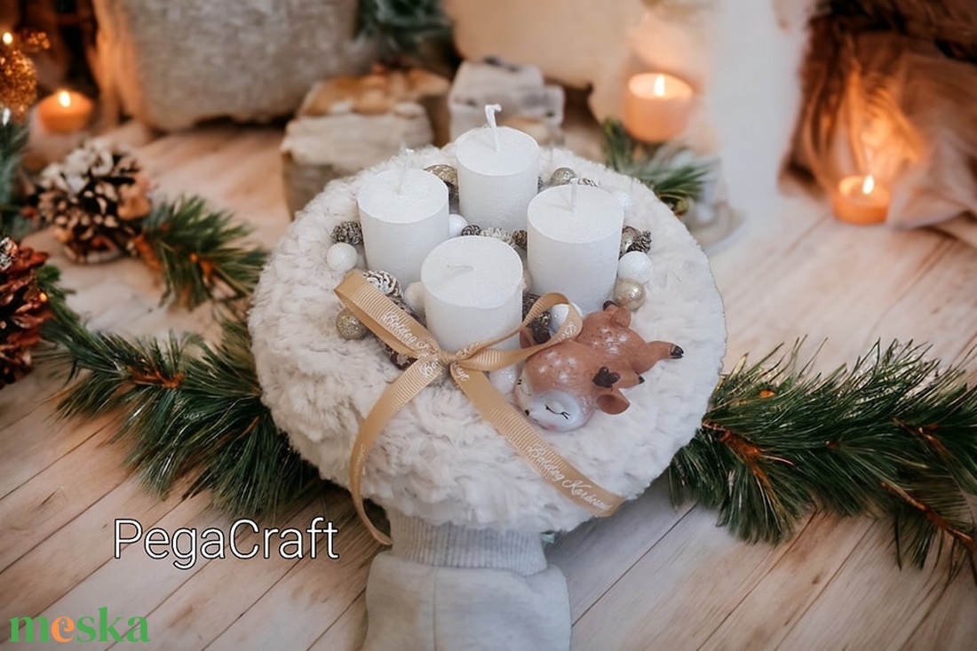 Szarvasos cuki adventi koszorú - karácsony - adventi díszek - adventi koszorú - Meska.hu