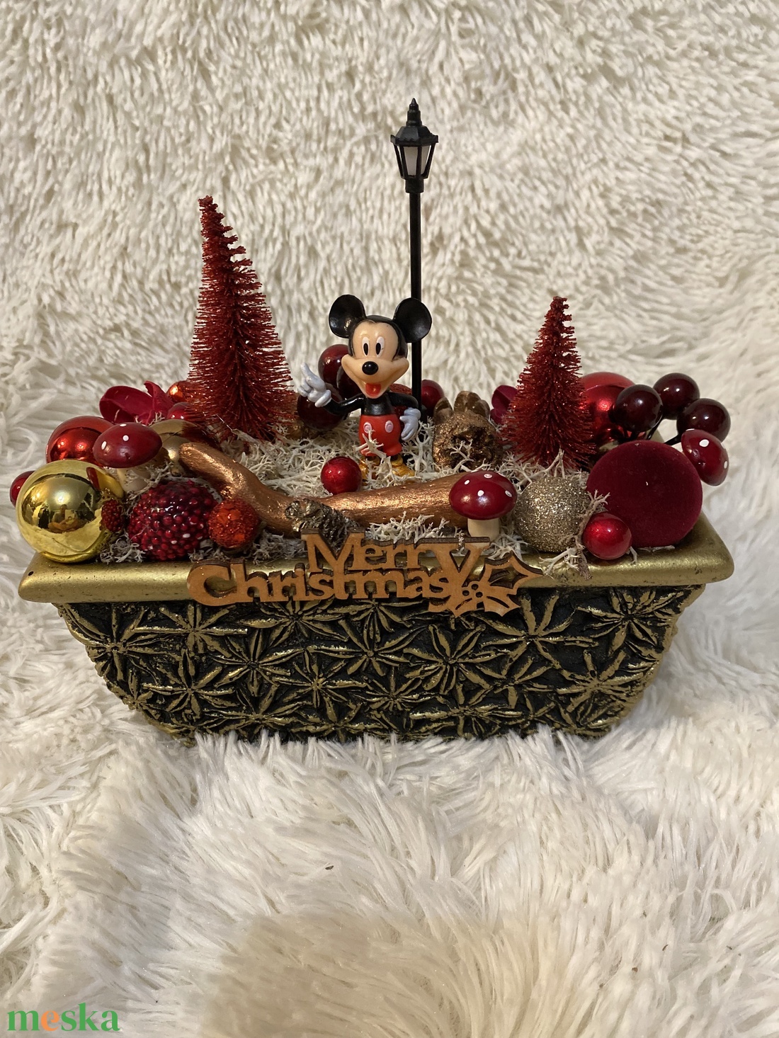 mickey egér. Karácsonyi asztaldísz - karácsony - adventi díszek - adventi koszorú - Meska.hu