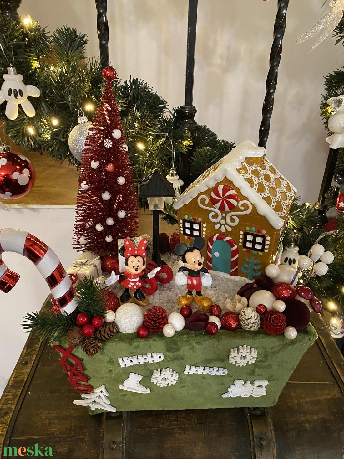  karácsonyi mickey és minnie asztal disz  - otthon & életmód - dekoráció - virágdísz és tartó - virágtartó - Meska.hu