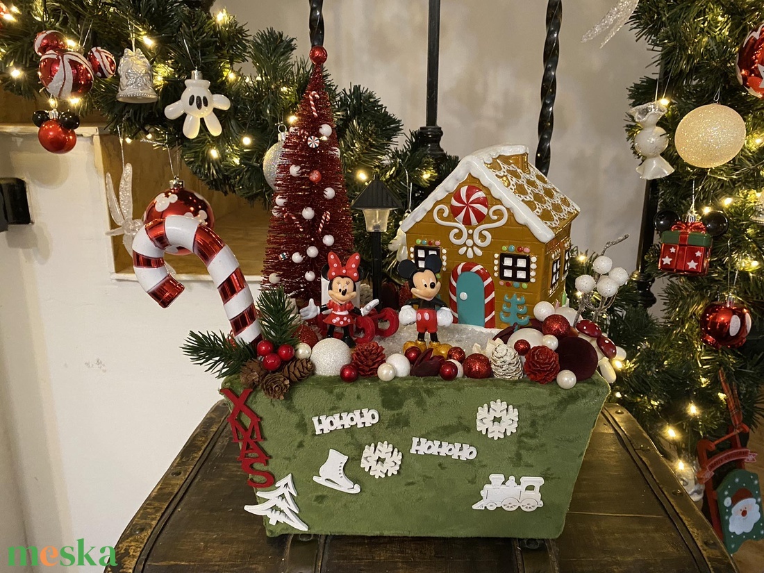  karácsonyi mickey és minnie asztal disz  - otthon & életmód - dekoráció - virágdísz és tartó - virágtartó - Meska.hu