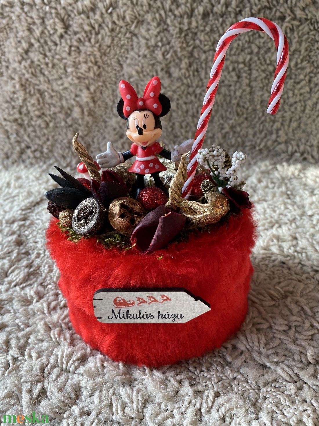 Disney Minnie Egér karácsonyi asztal disz  - karácsony - karácsonyi lakásdekoráció - karácsonyfadíszek - Meska.hu