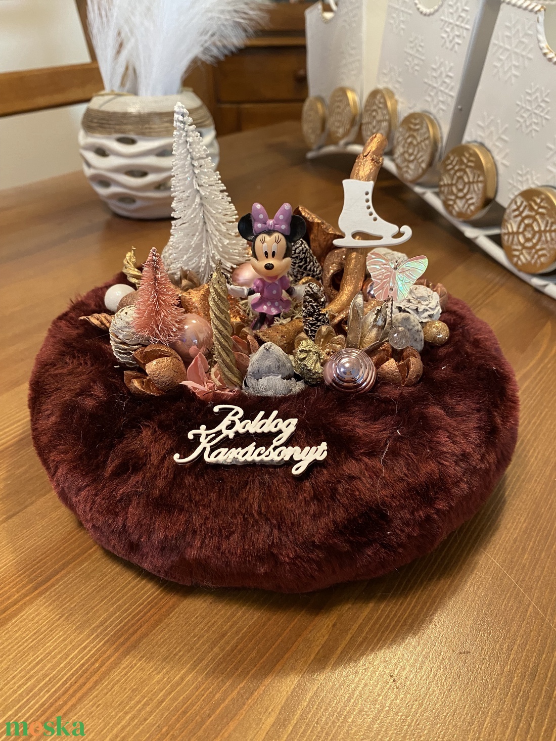 Disney Minnie Egér karácsonyi asztal disz  - karácsony - karácsonyi lakásdekoráció - karácsonyfadíszek - Meska.hu