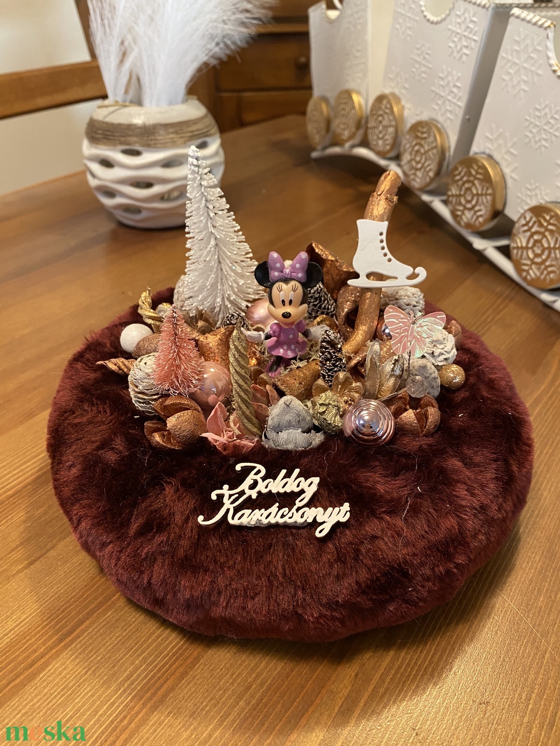 Disney Minnie Egér karácsonyi asztal disz  - karácsony - karácsonyi lakásdekoráció - karácsonyfadíszek - Meska.hu