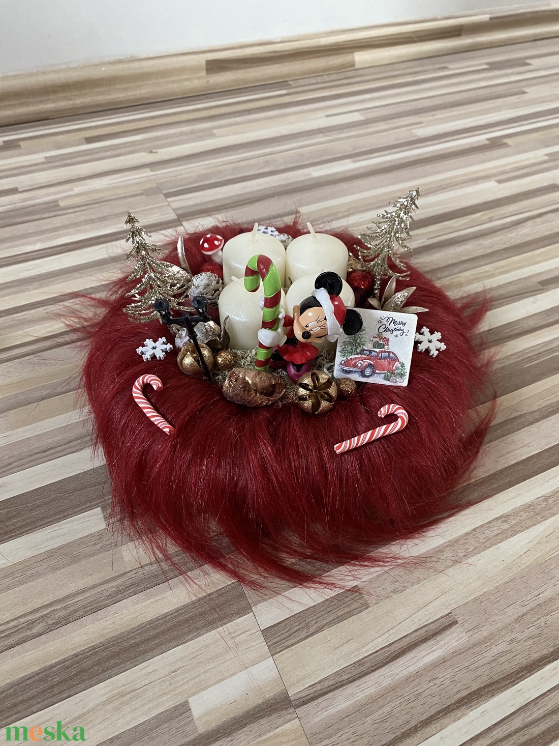 Disney Minnie  egér karácsonyi advent koszorú - karácsony - karácsonyi lakásdekoráció - karácsonyfadíszek - Meska.hu