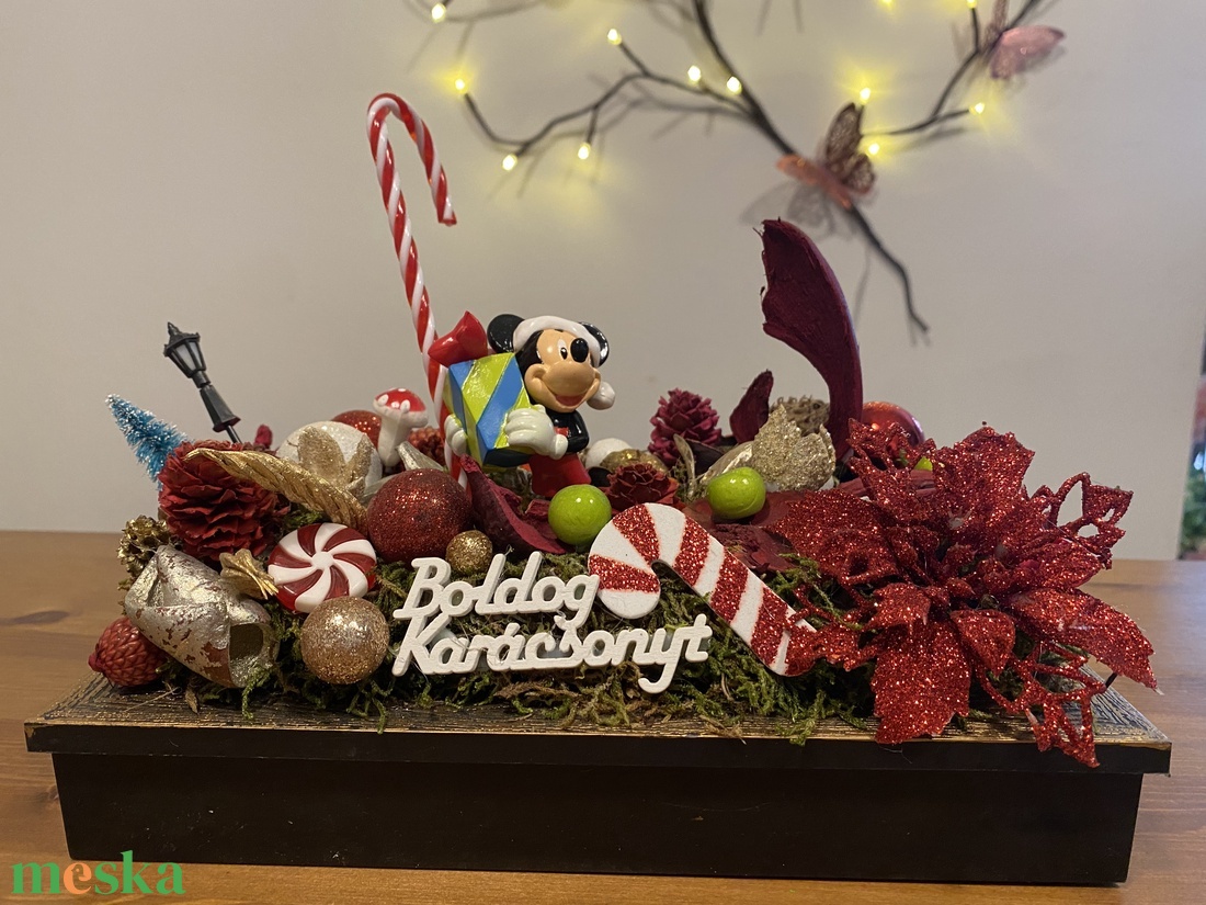 Disney Mickey  karácsonyi asztaldísz - karácsony - adventi díszek - adventi koszorú - Meska.hu