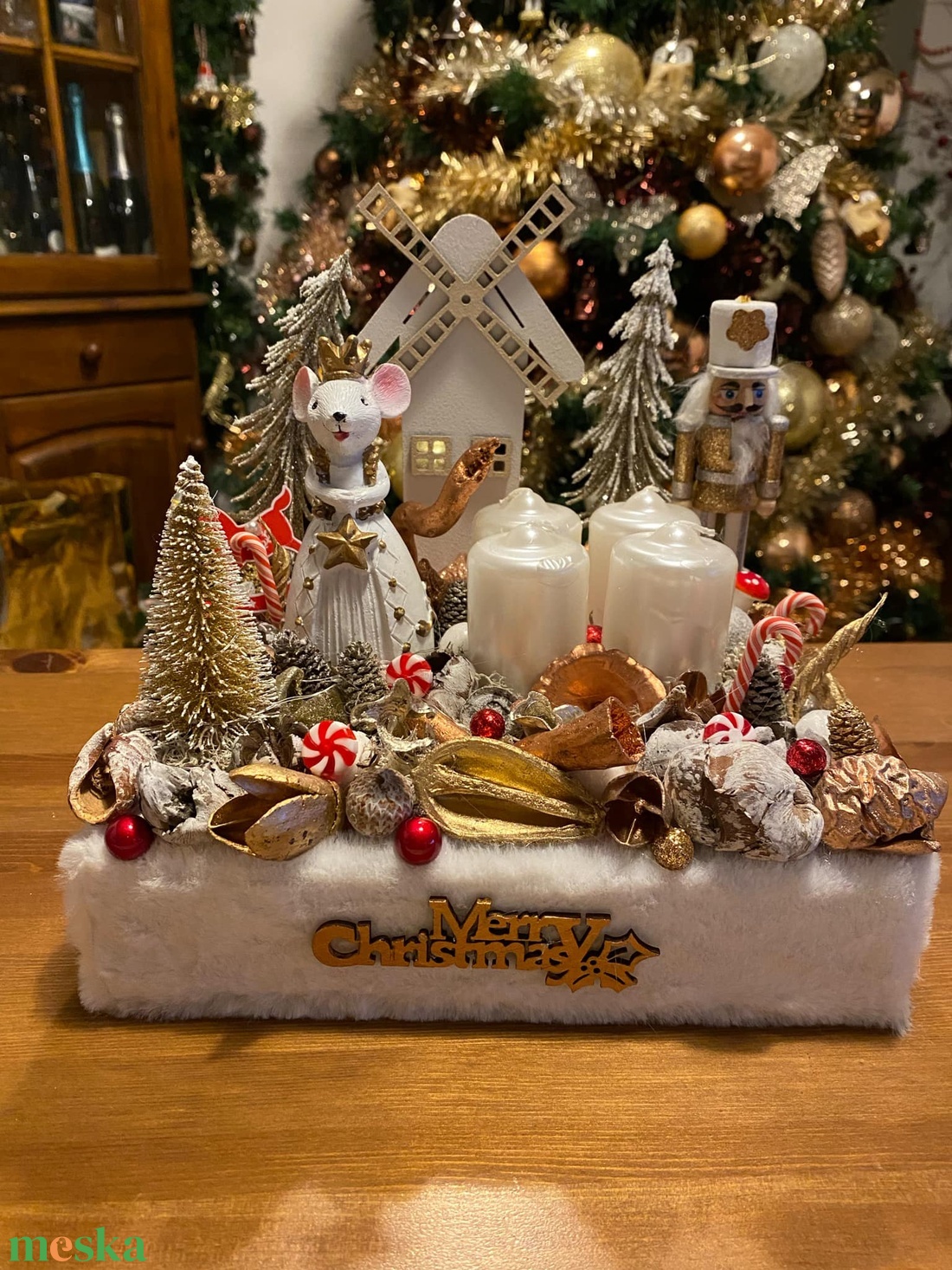 egérkés Karácsonyi asztaldísz - karácsony - adventi díszek - adventi asztaldísz - Meska.hu