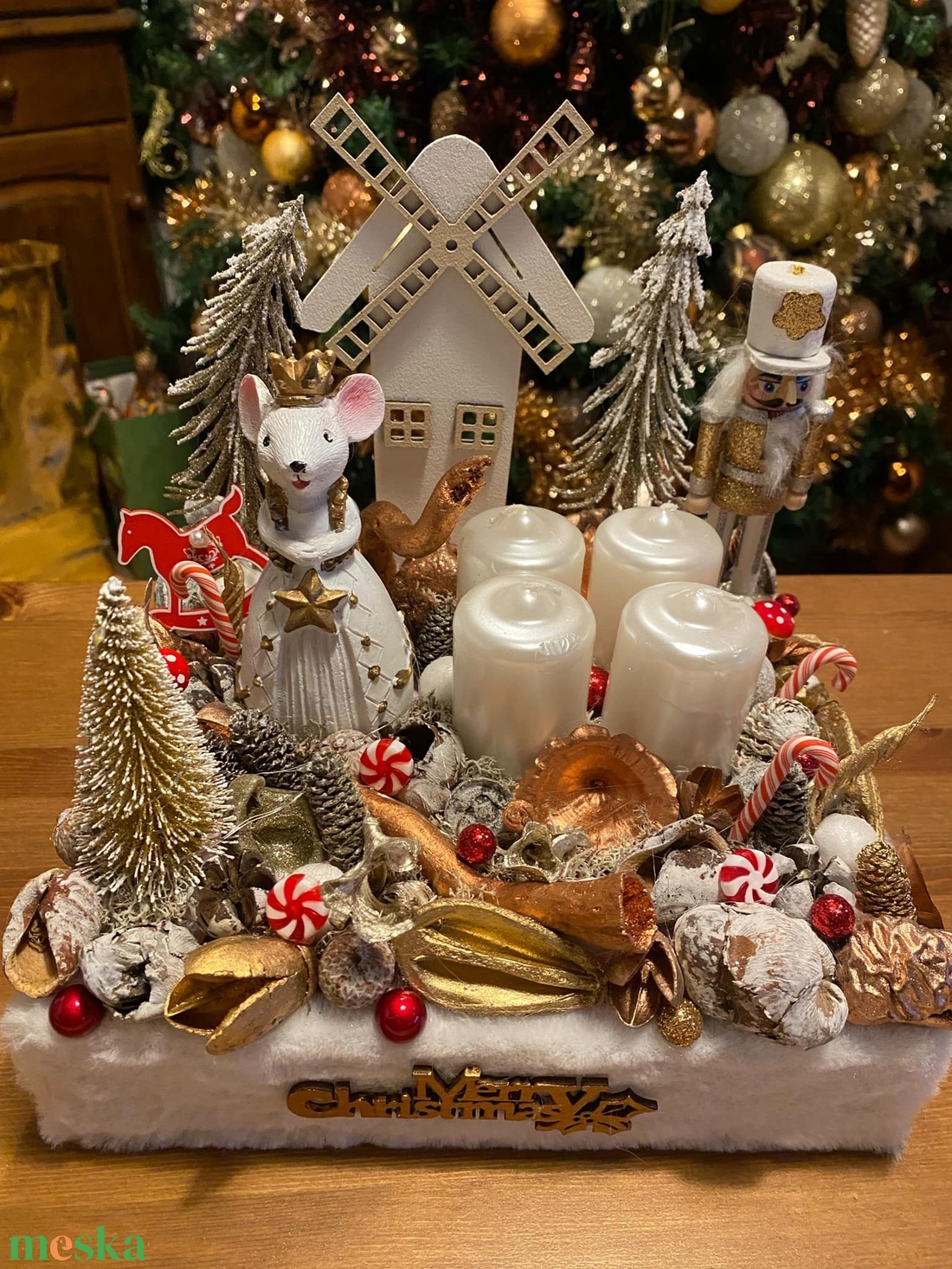 egérkés Karácsonyi asztaldísz - karácsony - adventi díszek - adventi asztaldísz - Meska.hu