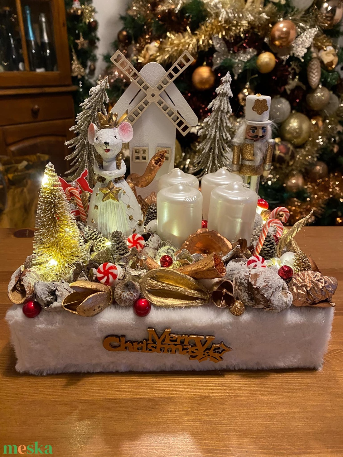 egérkés Karácsonyi asztaldísz - karácsony - adventi díszek - adventi asztaldísz - Meska.hu