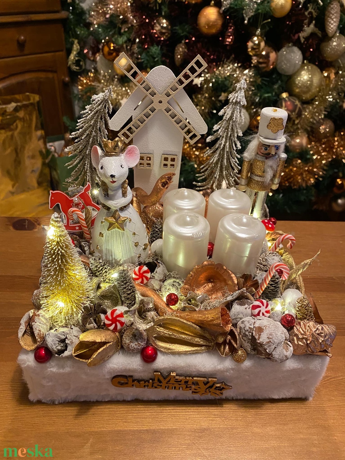 egérkés Karácsonyi asztaldísz - karácsony - adventi díszek - adventi asztaldísz - Meska.hu