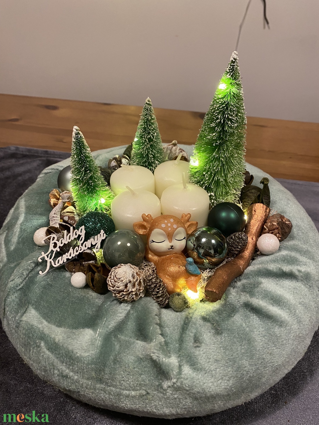 Advent karácsonyi  asztaldísz - karácsony - adventi díszek - adventi koszorú - Meska.hu