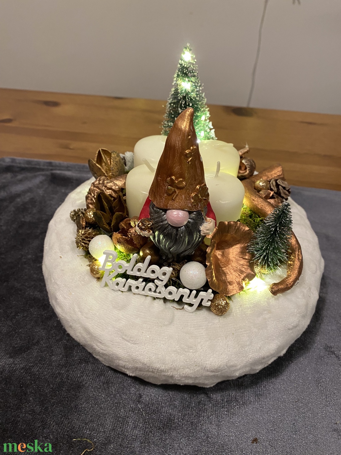 Karácsonyi advent    asztal dísz  - karácsony - adventi díszek - adventi koszorú - Meska.hu