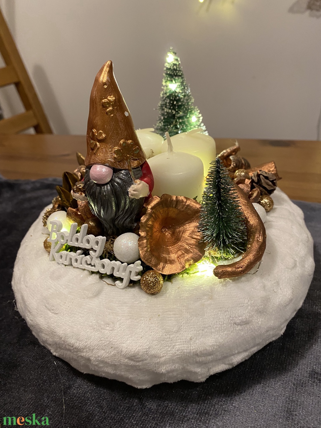 Karácsonyi advent    asztal dísz  - karácsony - adventi díszek - adventi koszorú - Meska.hu