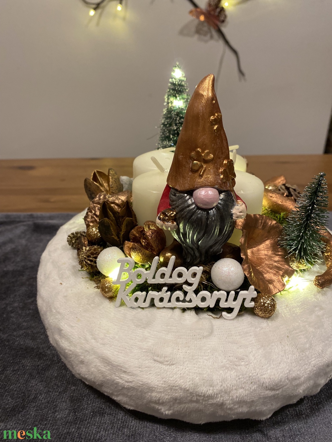 Karácsonyi advent    asztal dísz  - karácsony - adventi díszek - adventi koszorú - Meska.hu