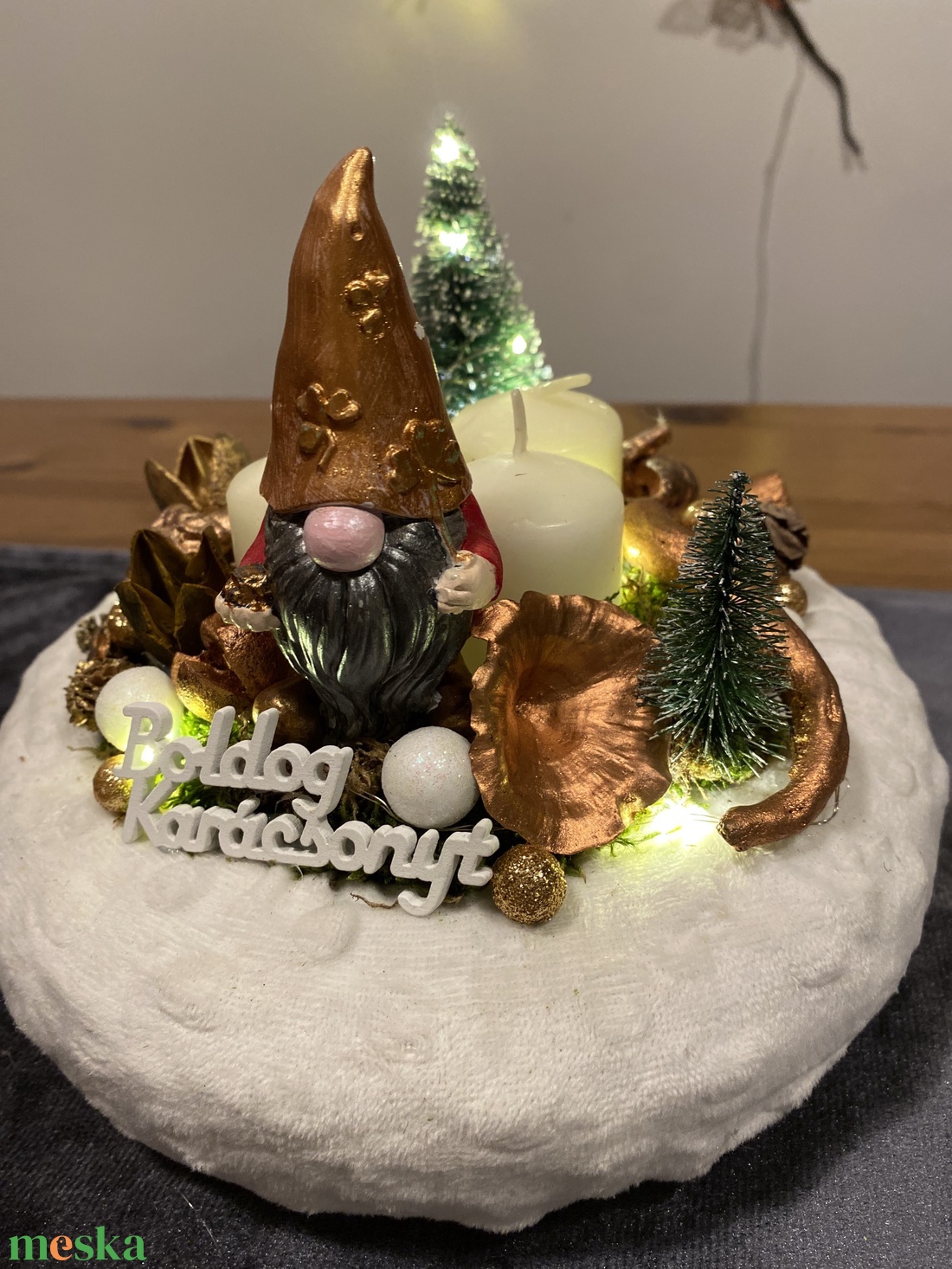 Karácsonyi advent    asztal dísz  - karácsony - adventi díszek - adventi koszorú - Meska.hu